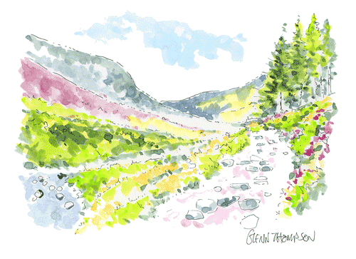 Mournes path a Glenn Thompson watercolour